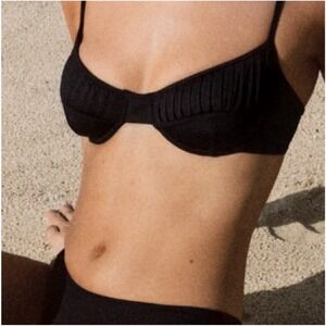 Fisch Womens Italia Bikini Top Jet Black XS Underwire Made Italy Luxury Swim